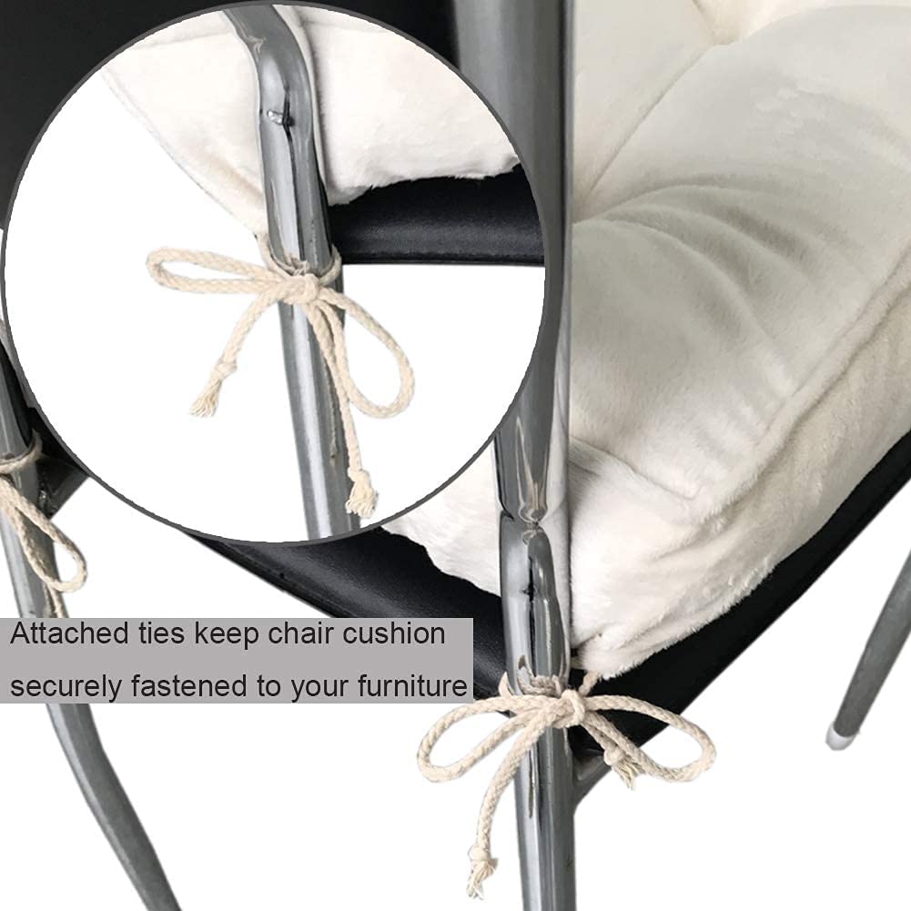 Big Hippo 17x17 Chair Pads with Ties - 1.95" Thick Tufted Seat Cushion for Tailbone Pain Relief - Machine Washable Square Chair Pillow for Hard Wooden Dining Chairs & Office Desk (Beige)