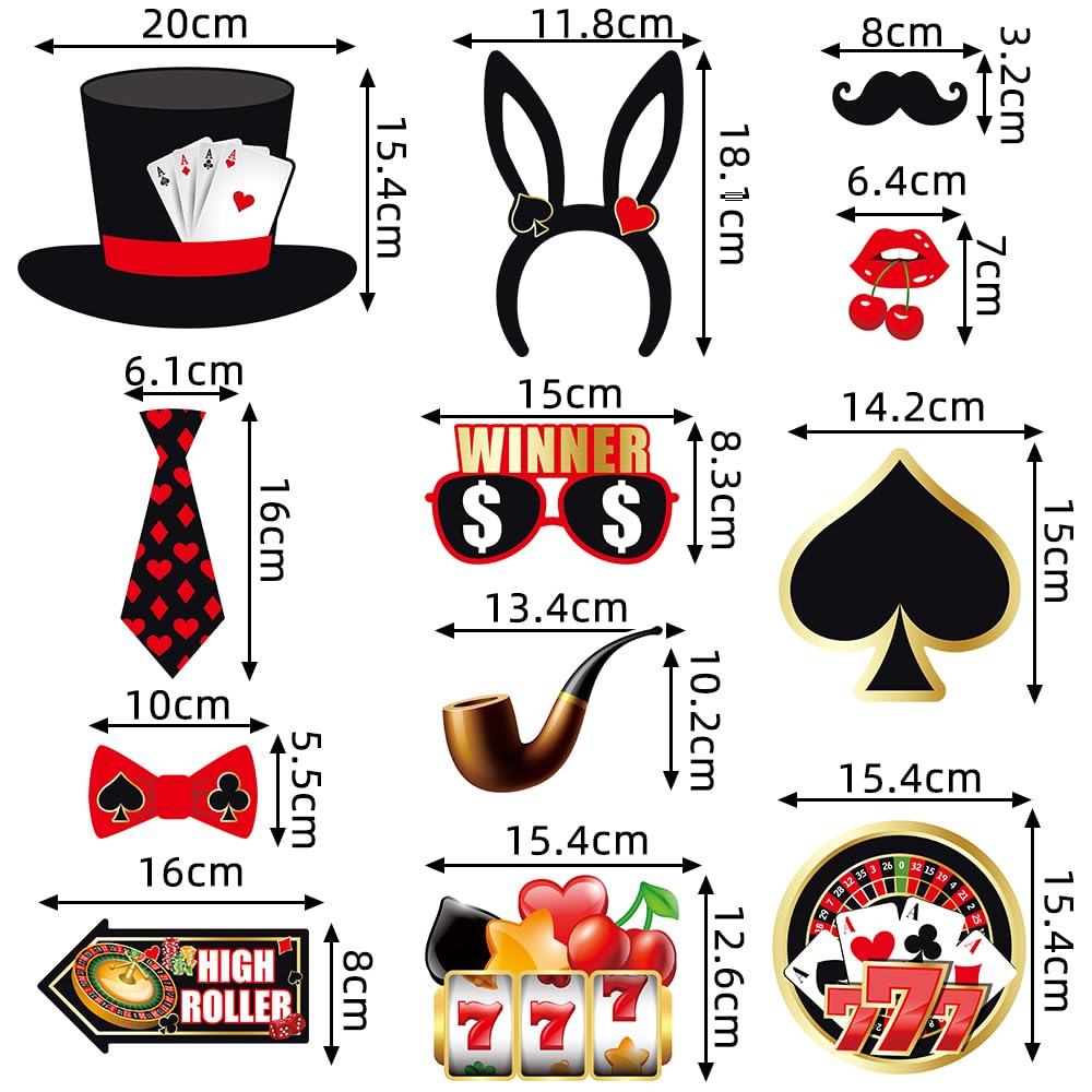Casino Theme Party Decorations, Tumwisk 30PCS Las Vegas Photo Booth Props, Casino Birthday Decorations Funny Vegas Themed Poker Party Game Night Selfie Props
