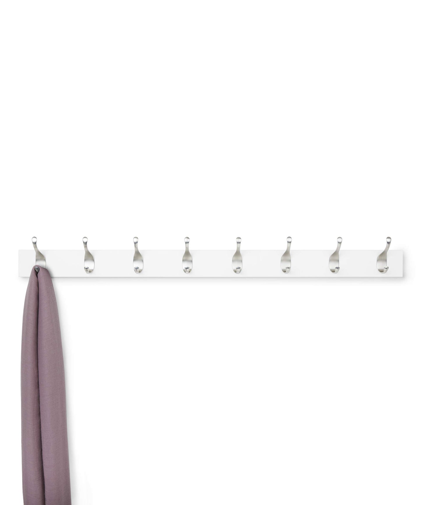 Amazon Basics Wall Mounted Modern Coat Rack for Entryway and Bedroom with Versatile Storage Hooks, Rectangular, 8-Hook, White