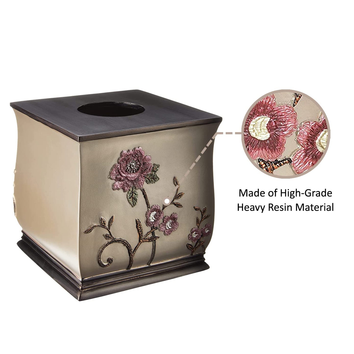 Resin Tissue Box Cover for Modern Home Decor - Minimalist Square Tissue Box Holder for Guest Room, Bedroom, Bathroom, Tabletop & Office - Durable and Aesthetic Tissue Holder, Larrisa