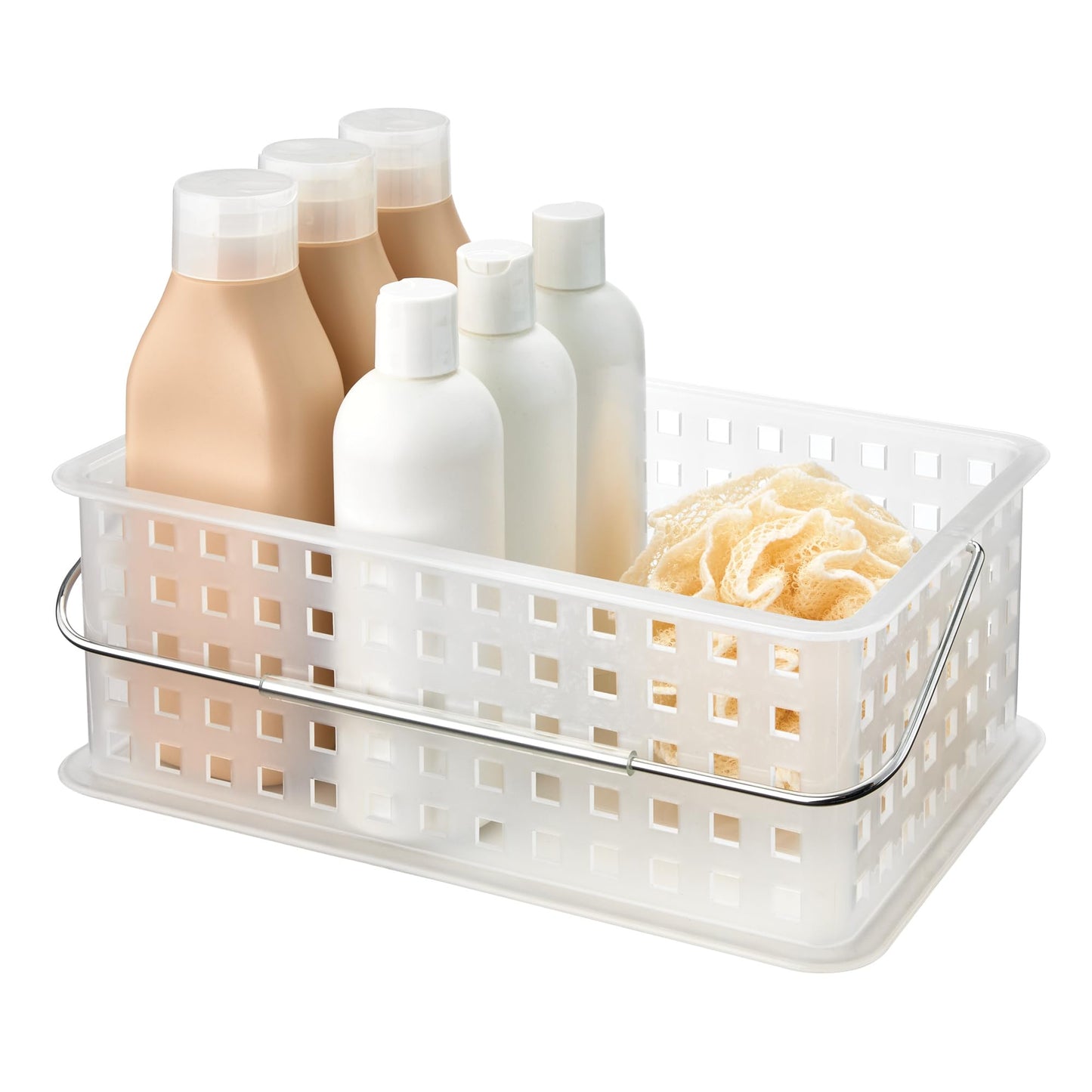 iDesign Portable Shower Caddy Basket with Handle for Dorm or Bathroom - Clear/Frost - Made in USA