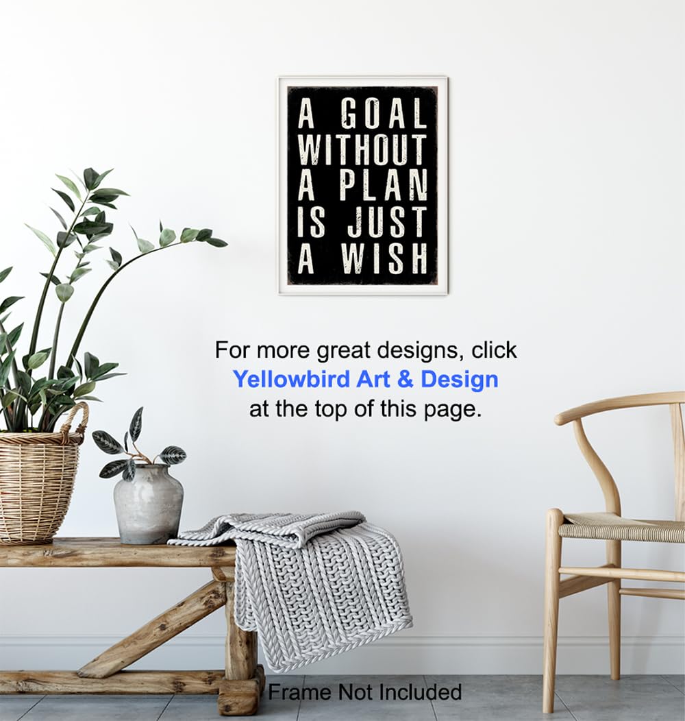 Motivational Wall Art & Decor - Inspirational Quotes Wall Art - Positive Quotes Wall Decor - Success Saying - Home Office Decor - Motivational poster for Men Women Entrepreneur Yellowbird Art & Design