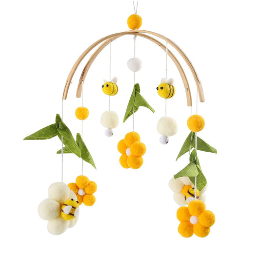 Baby Bee & Flower Crib & Bassinet Mobile - Soothing Nursery Decor for Girls & Boys - Ages 0 & Up