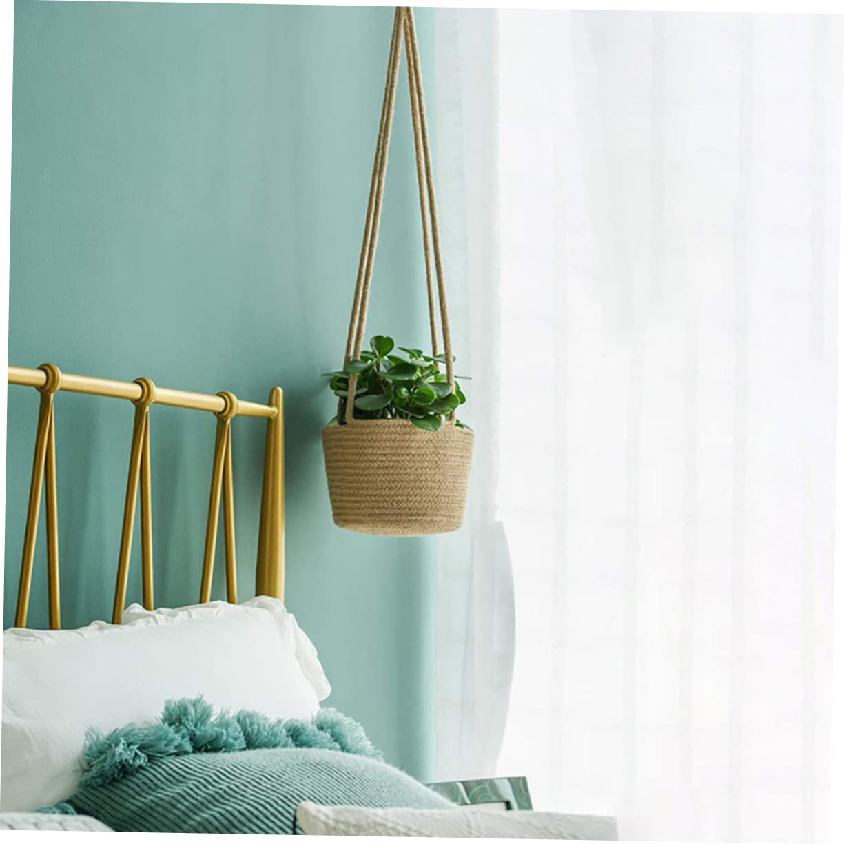 Cabilock 1pc Woven Hanging Basket Pot Macrame Decor Hanging Baskets for Plants Hand Decor Hanging Wall Planter Macrame Hanging Planter Basket Tabletop Planter Woven Basket