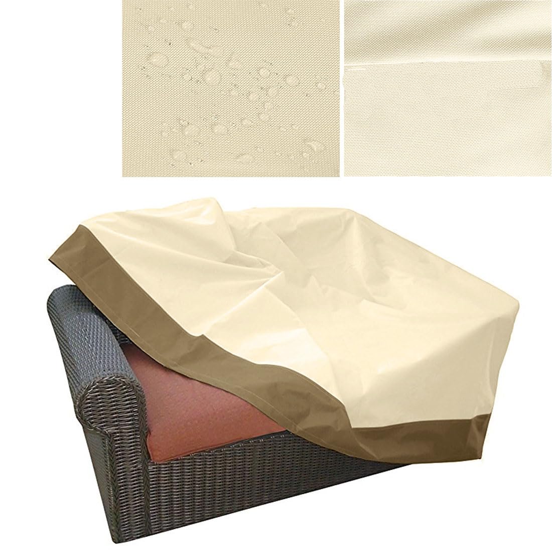 Rutile Heavy Duty Patio Sofa Cover, 100% Waterproof 2-Seater Outdoor Deep Lounge Sofa Cover, Lawn Patio Furniture Covers with Air Vent and Handle,58" Wx 36" Dx 30" H