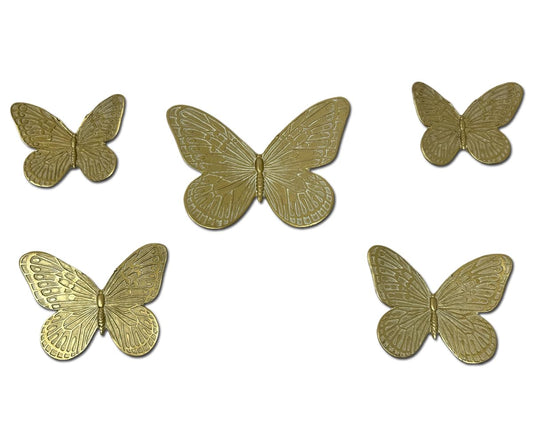 Waowumar Butterfly Wall Decor Rustic Gold Wall Hangings Resin Butterflies Wall Art 5 Pieces