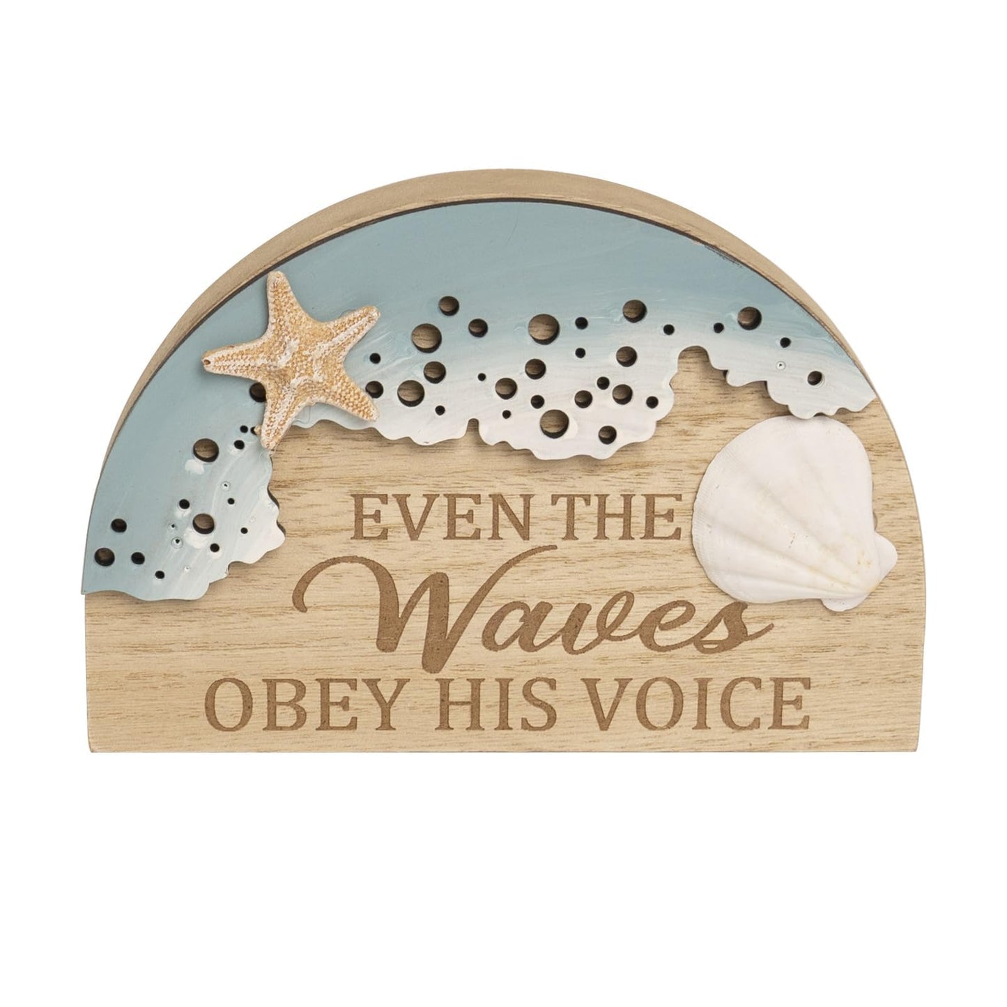 flangairy Beach Wall Decor With 3d Starfish Seashell Waves, Wooden Coastal Wall Art Nautical Beachy Theme Room Bathroom Ocean House scripture Sign Table Shelf Window Sill Decorations For Home