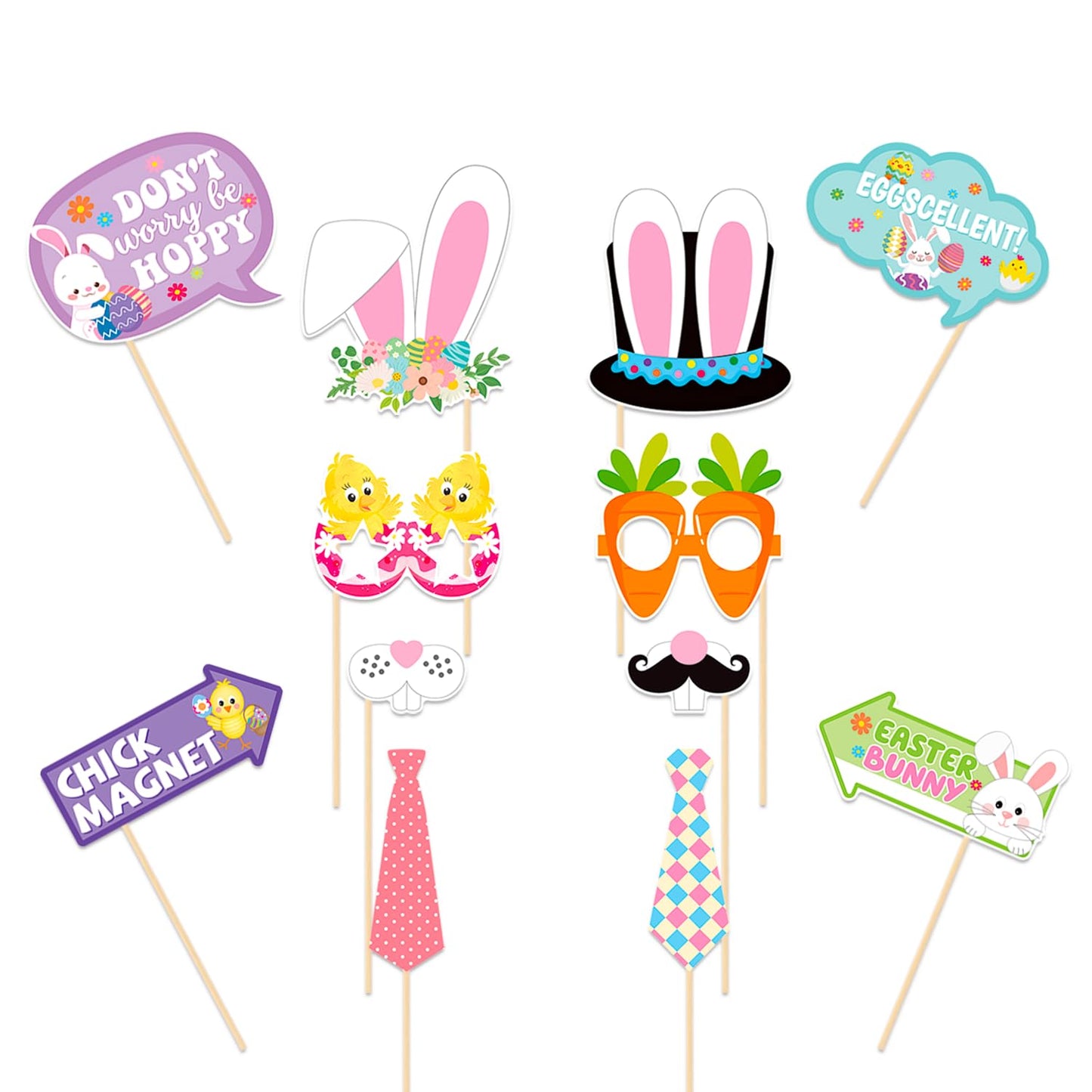 Easter Party Decorations Happy Easter Photo Booth Props Kit Cute Eggs Bunny Glasses Birthday Photography Props Rabbit Chick Eggs Spring Party Decorations Supplies 35 Pieces