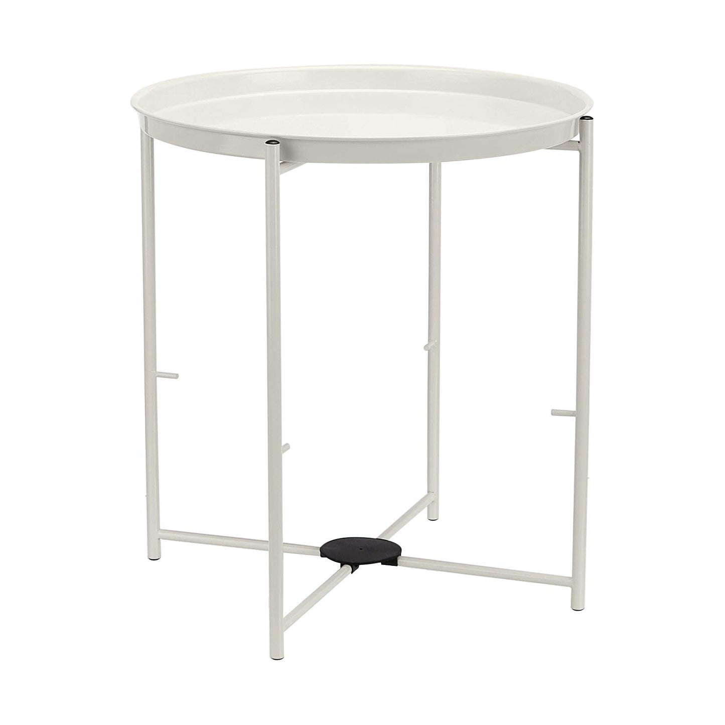 Amazon Basics Round Storage End Table, Nightstand with Cloth Basket, Bedside Table, White/Heather Gray, 17.7" L x 17.7" W x 18.9" H