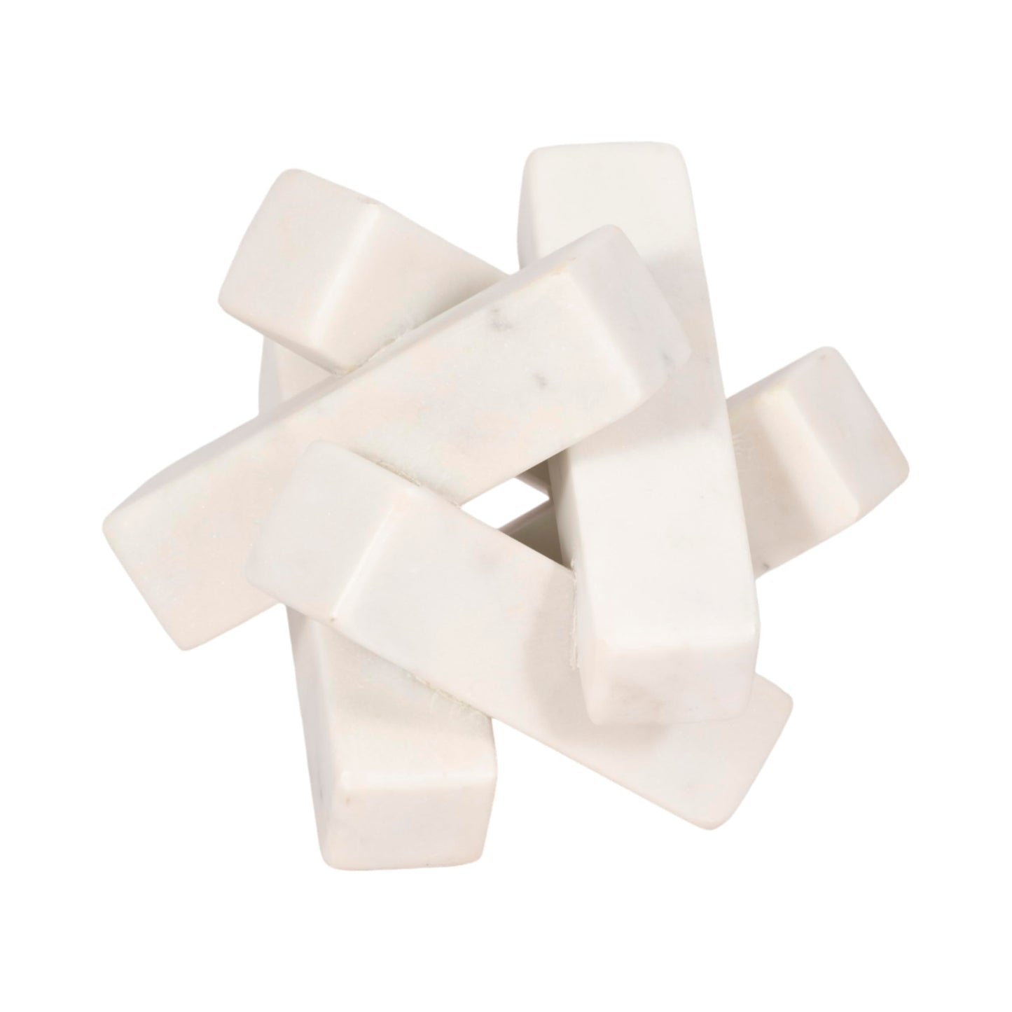 Sagebrook Home 4-Inch White Marble Geometric Orb
