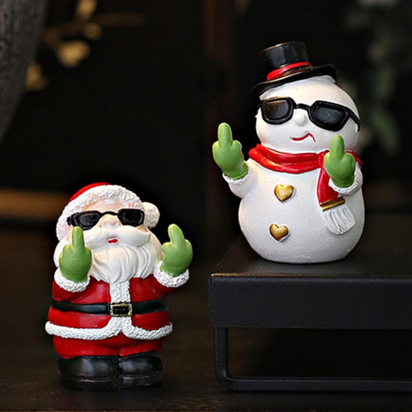 Daisylily Funny Santa Snowman Statue Figurine Christmas Decor, Naughty Xmas New Year's Gifts for Desk Shelf Ornaments - Snowman