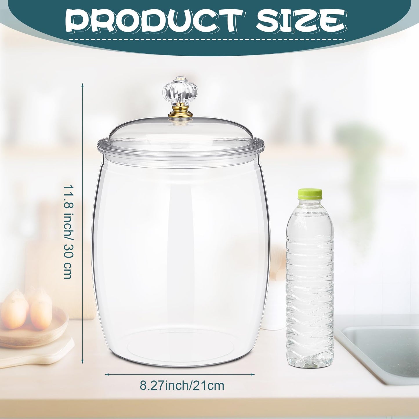 Nuogo 2 Gallon/256 oz Large Candy & Cookie Jar with Lid Plastic Apothecary Jars Large Food Storage Container Unbreakable Kitchen Storage for Cookie, Candy, Snack and Dried Foods DIY Gift