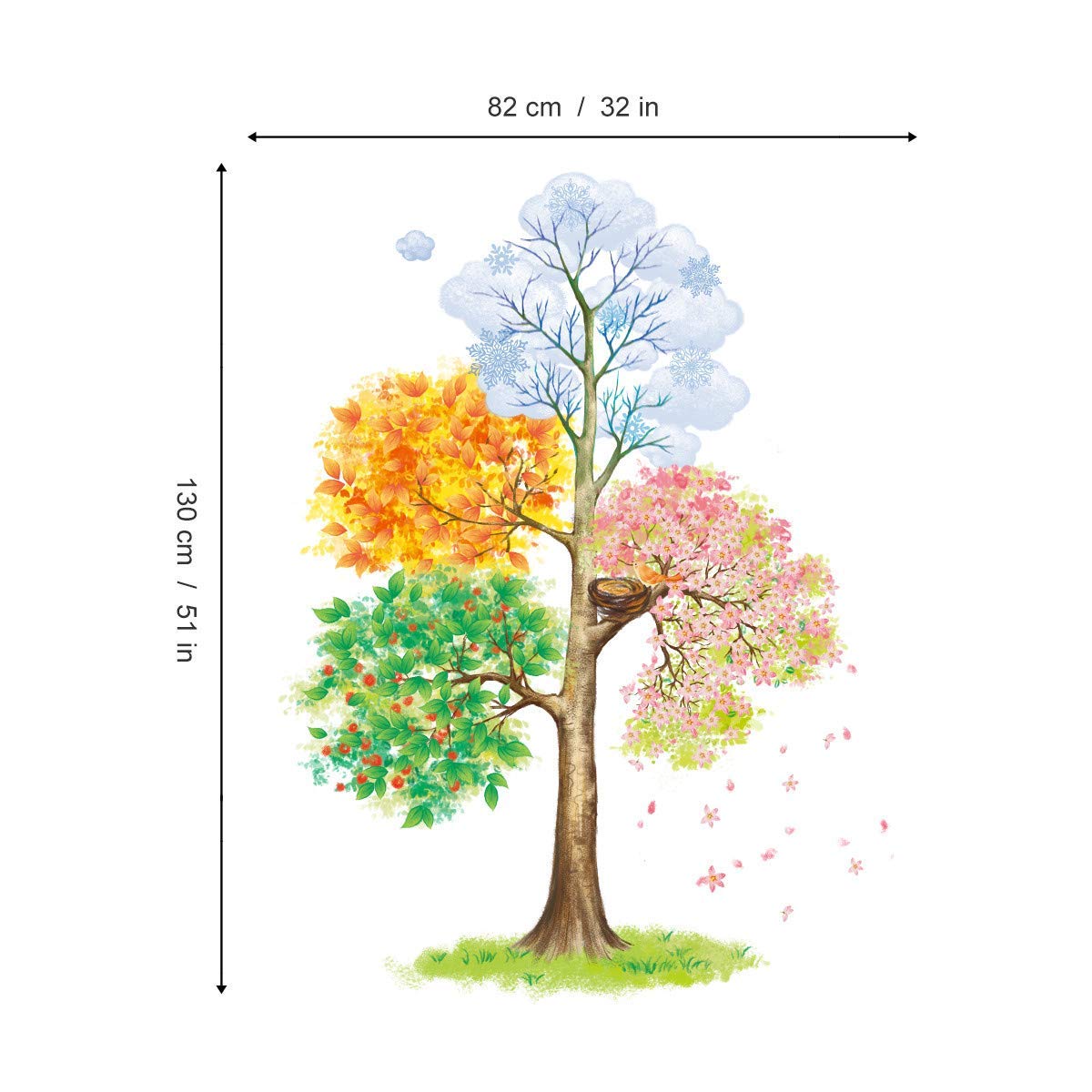 ufengke Four Seasons Tree Wall Stickers Removable Vinyl Wall Decals Art Decor for Bedrooms Living Room