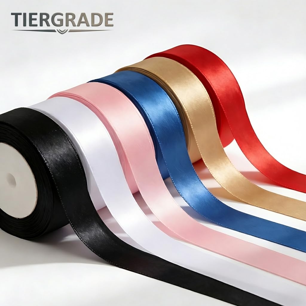Red Satin Ribbon 1 Inch x 4 Rolls Red Wide Satin Fabric Ribbon for Gift Packaging, Christmas, Wedding, Flower Bouquet, Holiday Party, Invitation