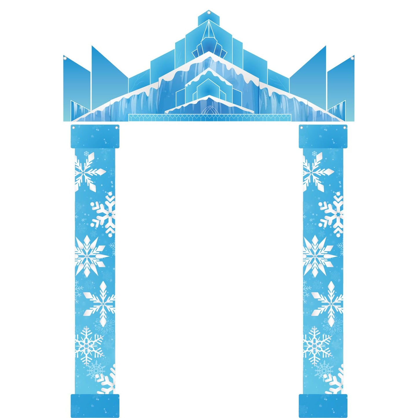 JellyArch Winter Party Door Banner Classroom Door Cover Snow Wonderland Porch Decor Winter Birthday Decorations Photography Backdrop for Holiday Christmas Snowflake Party(Castle)