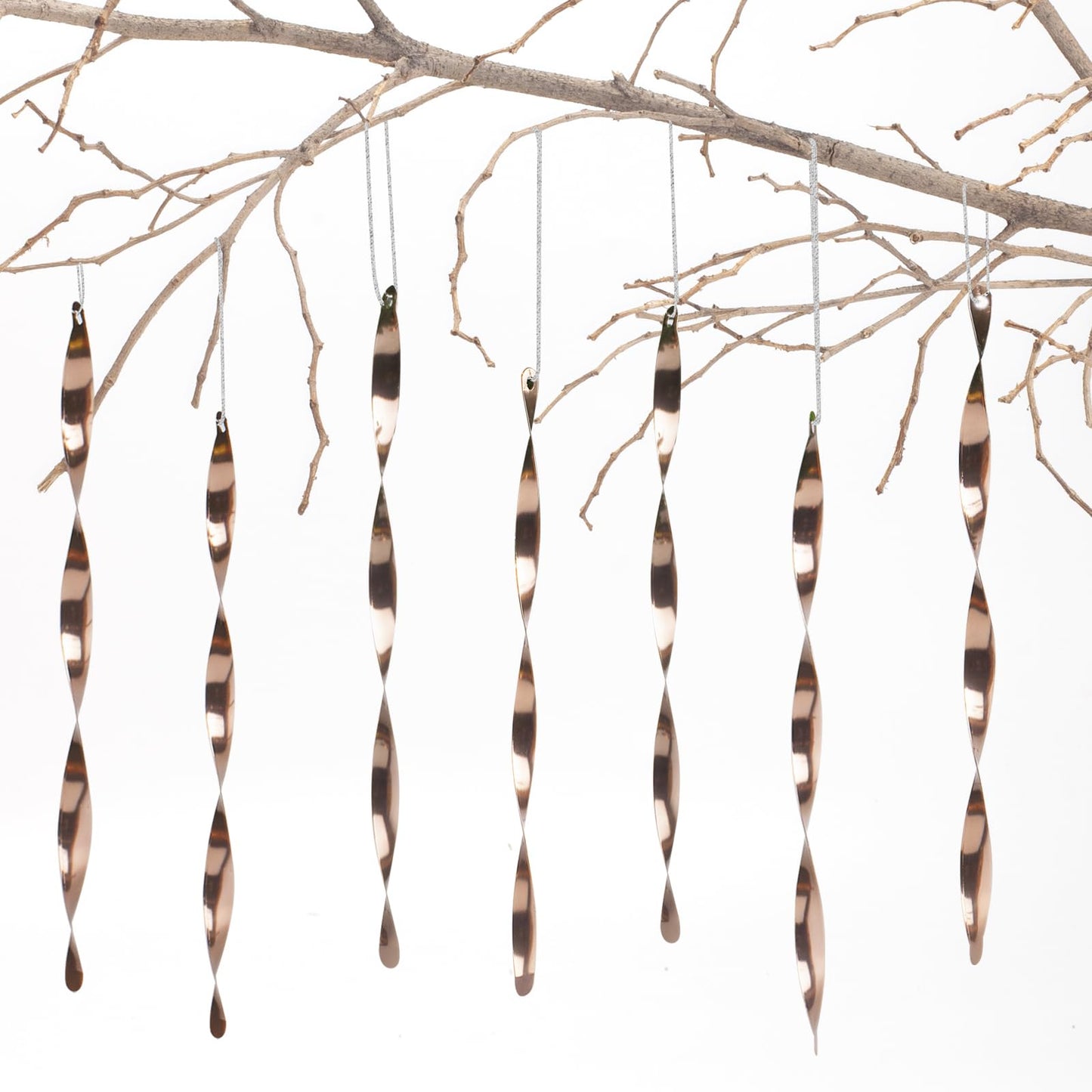 AMS Christmas Tree Ornaments 24PCS Aluminum Twisted Icicles Ornament Set for Christmas Tree New Year Party Decorations Supplies(Shiny 9.8",Coffee)