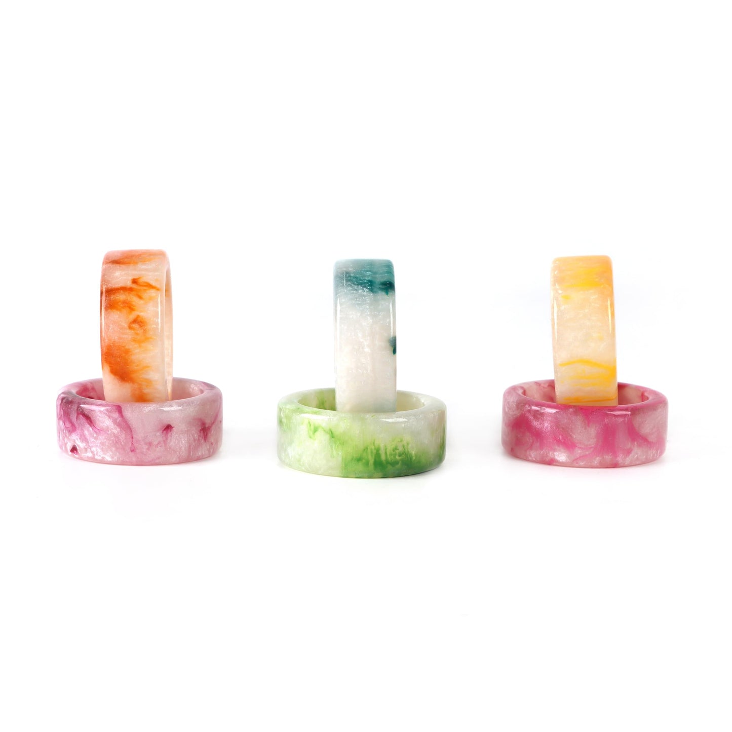 CLEENTABLE Epoxy Resin Napkin Rings Set - 12 Pcs Decorative Pastel Table Holders, 1.5" Dia, Art Deco Style - Ideal for Weddings, Dinner, Parties, Home, Dining, Gifting, Indoor & Outdoor (Multi)