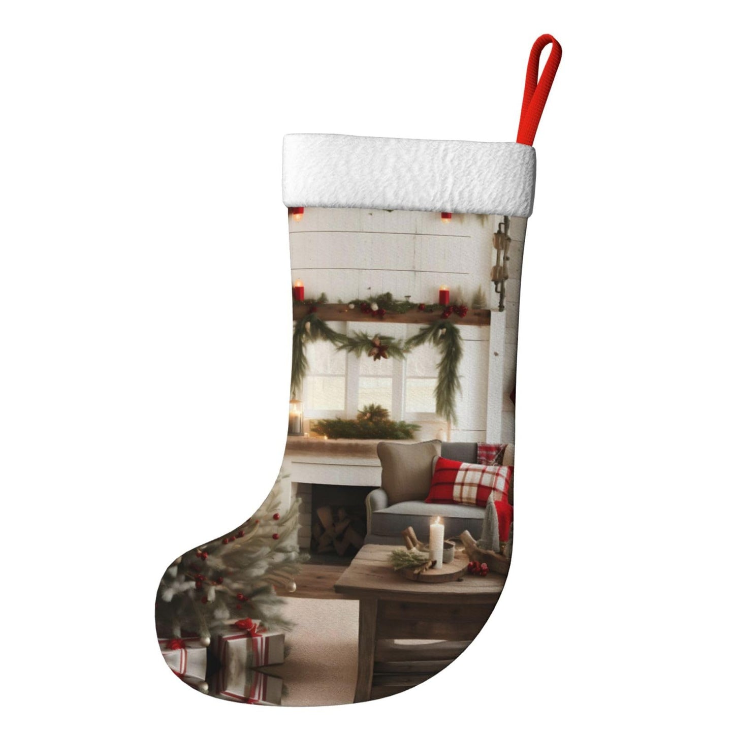 KOPUUYRD Farmhouse Christmas Parrern Print Luxurious Holiday Socks,Unique Christmas Socks for Joyful Season,Festive Ornament Classic