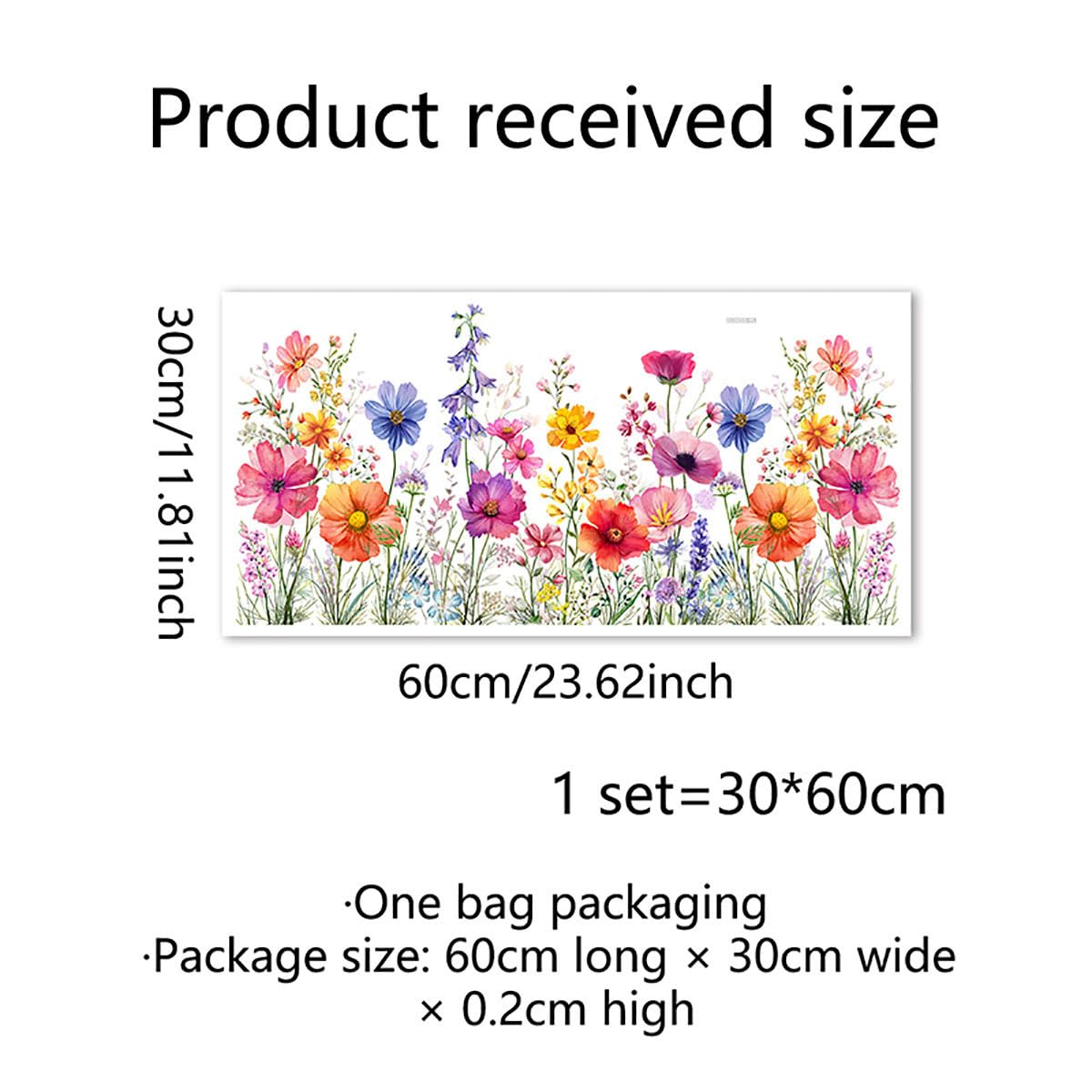 Mirabuy Colorful Flower Garden Window Clings, Wildflower Grass Lily Peony Poppy Floral Window Decals