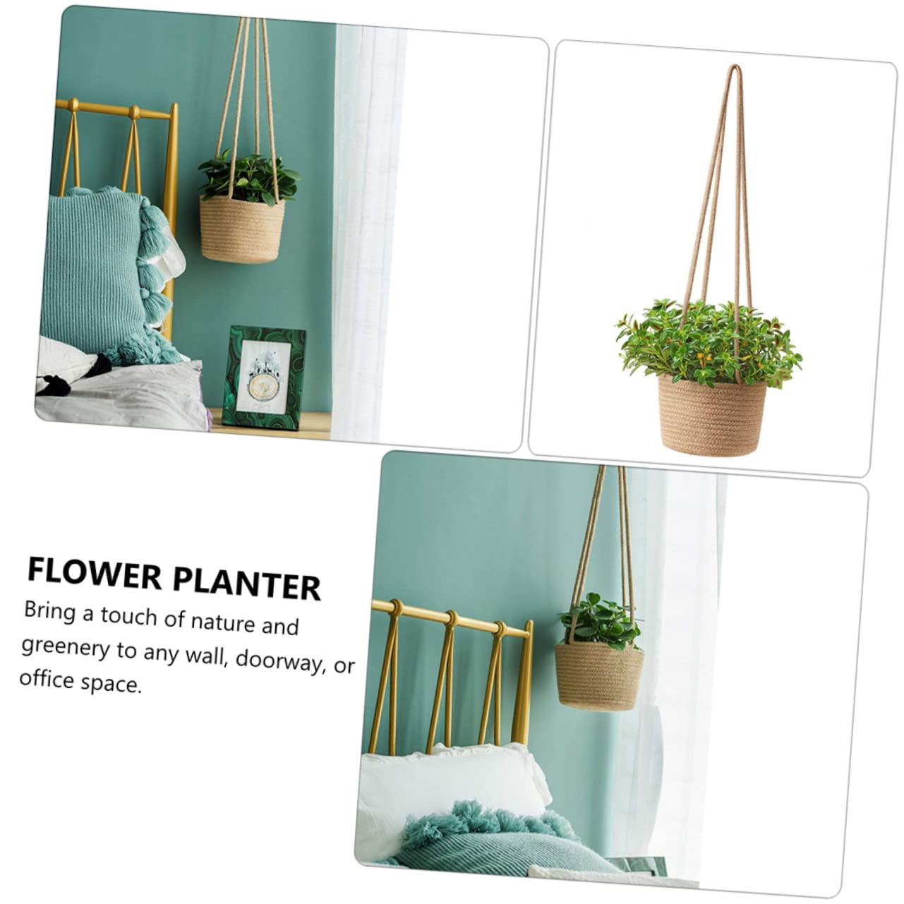 Cabilock 1pc Woven Hanging Basket Pot Macrame Decor Hanging Baskets for Plants Hand Decor Hanging Wall Planter Macrame Hanging Planter Basket Tabletop Planter Woven Basket