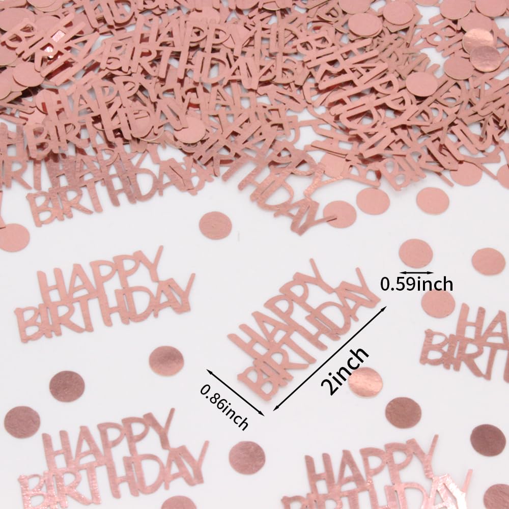 Blopee Rose Gold Birthday Confetti - 270 PCS Glitter Happy Birthday Decorations for Table