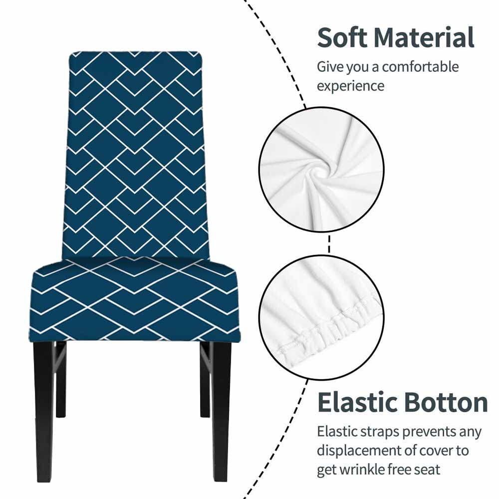 Numland 1 Pack Vertical Geometric Mosaic Dining Room Chair Covers Luxurious Classic Ornament Style Short Stretchable Polyester Removable Washable for home Restaurant Banquet