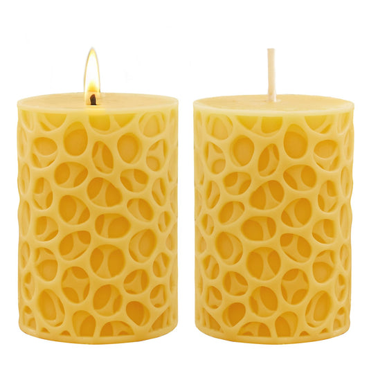 Ashlux Beeswax Pillar Candles 3x4 inch, 100% Pure Beeswax Candles-116 Hours Long Burning, Unscented and Dripless Pillar Candles Bulk for Christmas Lights,Wedding,Parties, Spas,Home Decorative