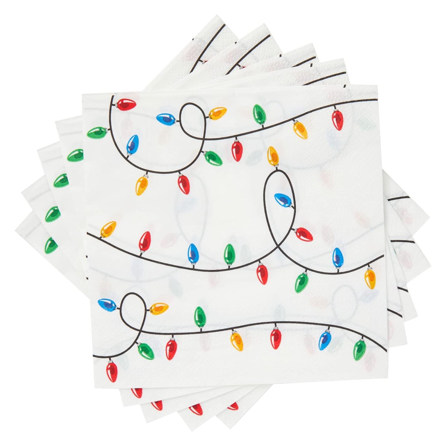 Luncheon Paper Napkins - Absorbent & Soft Party Napkins - Durable 2-Ply for Table Protection - Decorative String Lights for Table Decor - 6.5 x 6.5 in Folded, Pack of 100