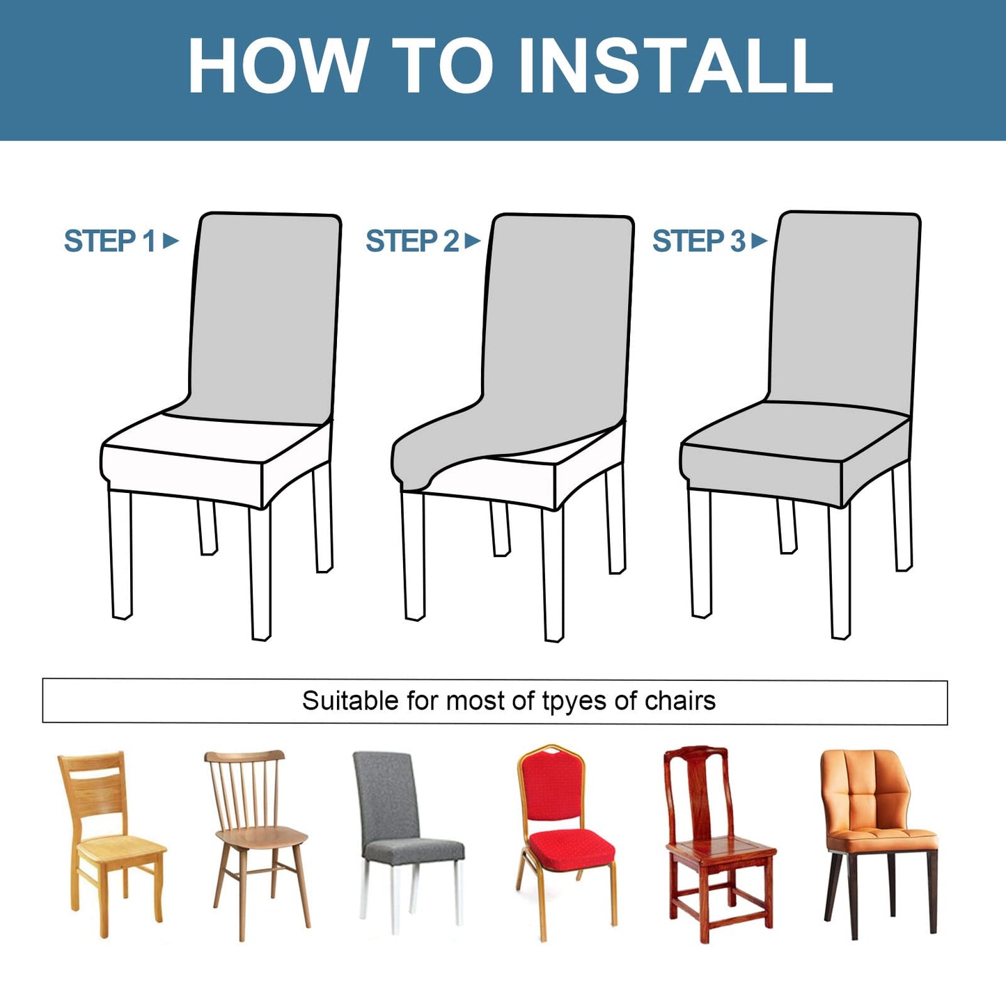 Genina 100% Waterproof Chair Covers for Dining Room Set of 4, Stretch Parson Chair Slipcovers for Kitchen Chairs, Washable Chair Protectors, Leaves-Warm Gray