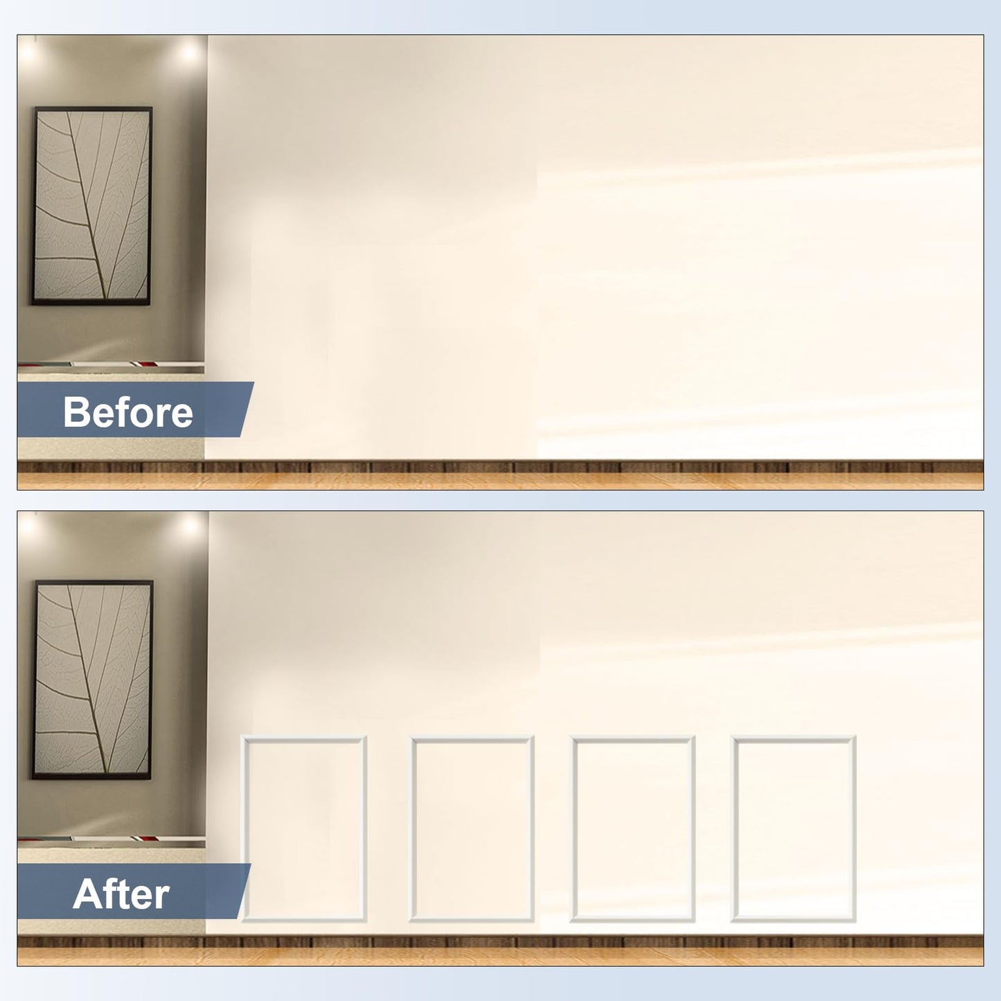 NeatiEase 4 Set Peel and Stick Wall Molding Trim Kit, 16" x24" Premade Wainscoting Panels, Self Adhesive Moulding Panel for Interior Walls Picture Frame