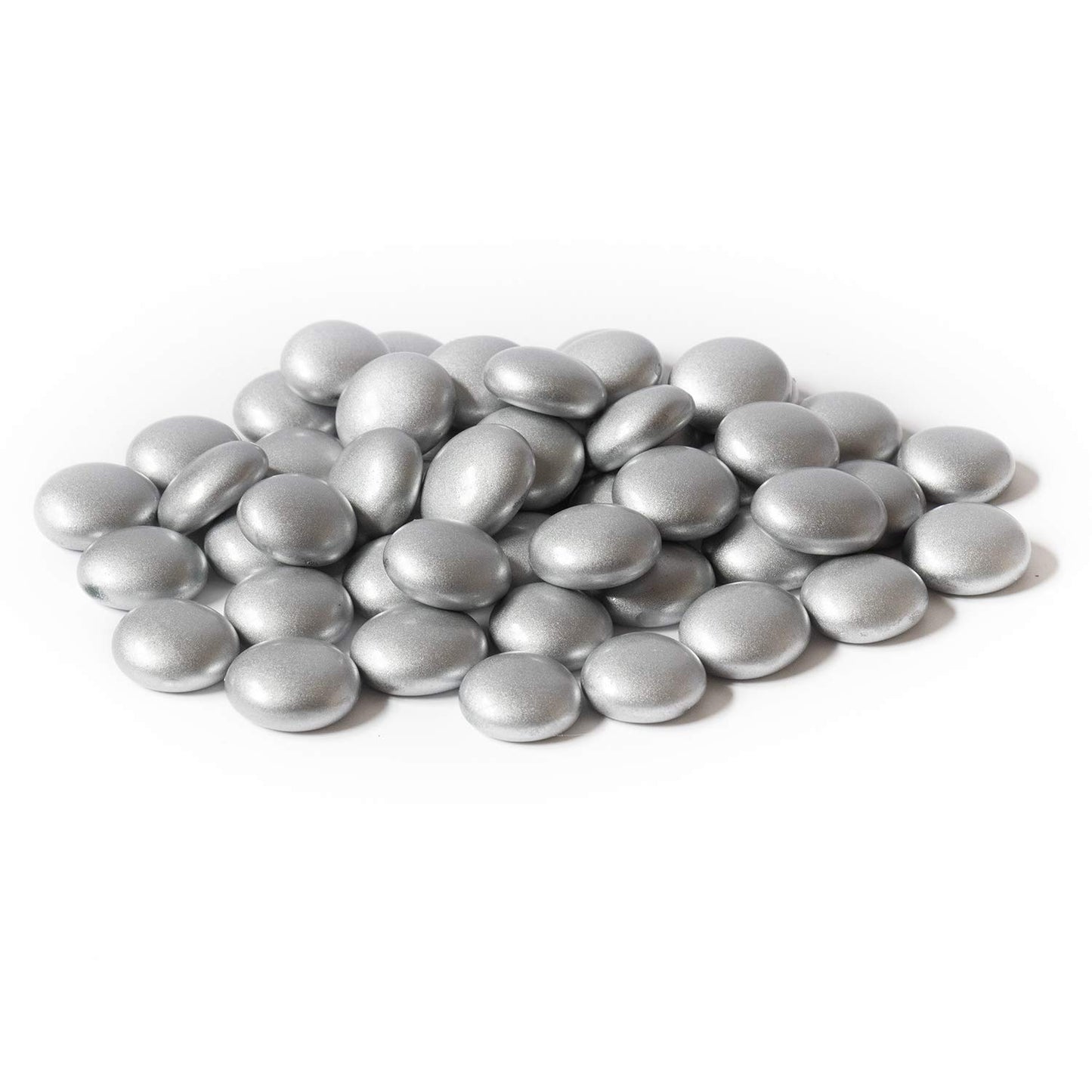 Royal Imports Glass Flat Marbles Stones Rocks, Party Table Scatter, Wedding Centerpieces Decor, Aquarium Pebbles, Vase Filler Gems, 5 LBS (Approx 500 pcs), Silver