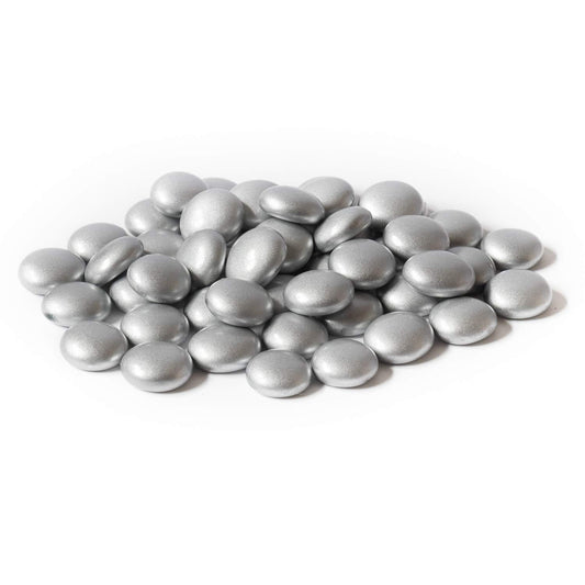 Royal Imports Glass Flat Marbles Stones Rocks, Party Table Scatter, Wedding Centerpieces Decor, Aquarium Pebbles, Vase Filler Gems, 5 LBS (Approx 500 pcs), Silver
