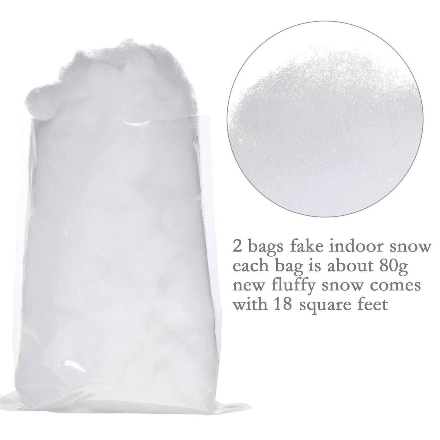 Sumind 2 Bags Fake Snow Decoration Fluffy Artificial Cotton Fiber Fluffy Fake Clouds Soft Blanket for Crafts Mantle Village Christmas Winter Indoor Home Decoration(White)