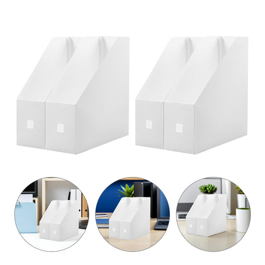 NOLITOY 2pcs Magazine File Holder, Book Bins, Modern White Rack, Plastic Folder Organizer for Desk, File Storage Rack Stand up for Office Catalog Reference