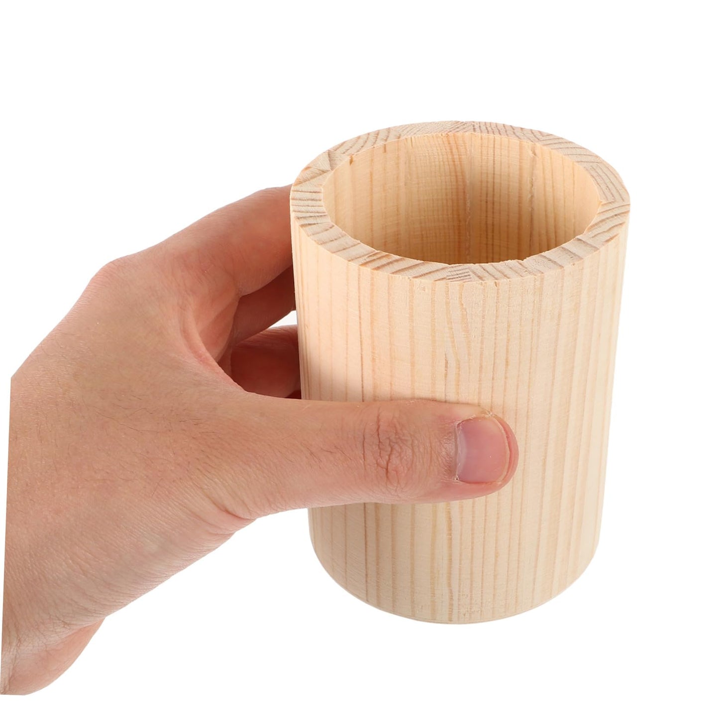 ARTIBETTER 2pcs Unfinished Wooden Pencil Holder Pine Pen Cup Wood Desk Pencil Holder Stand Rustic Makeup Brush Storage Kitchen Cookware Organizer for DIY Graffiti Round