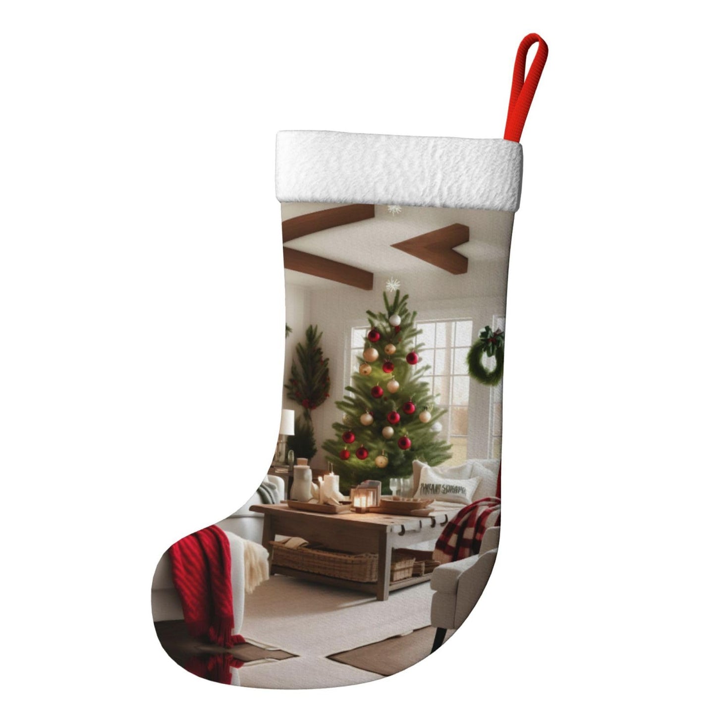 KOPUUYRD Farmhouse Christmas Print Luxurious Holiday Socks,Unique Christmas Socks for Joyful Season,Festive Ornament Classic