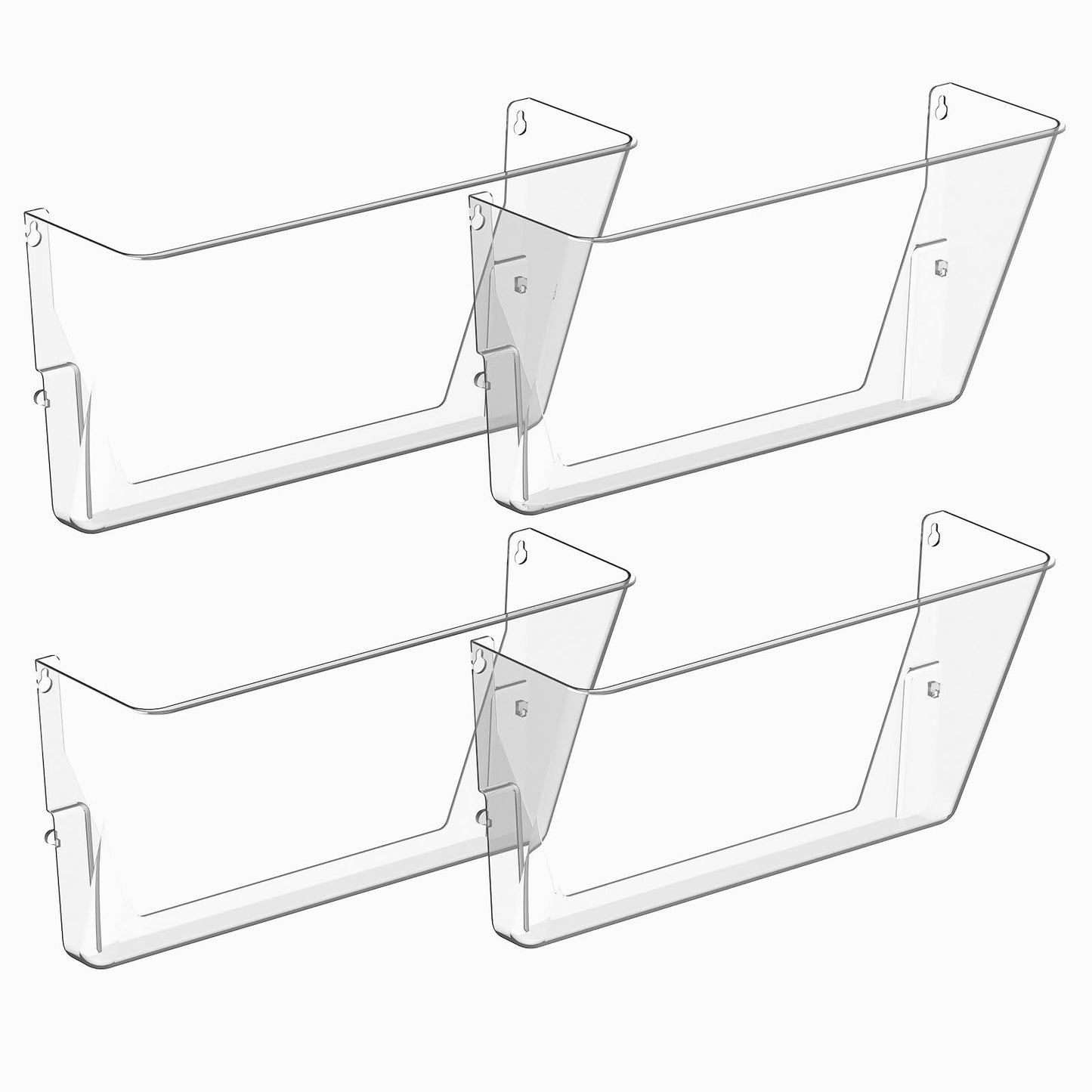 Gawerk Clear Acrylic Single Pocket, Plastic Hanging Wall Mount File Holder for Office Home (Clear, 4 Pack)