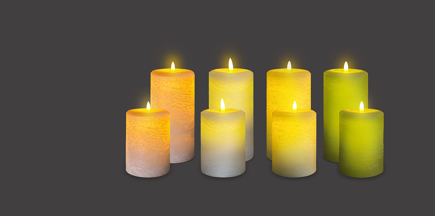 LumiPur Signature Natural Glow Flickering Flameless LED Wax Pillar Candle (3.5" x 7", Sage Green)