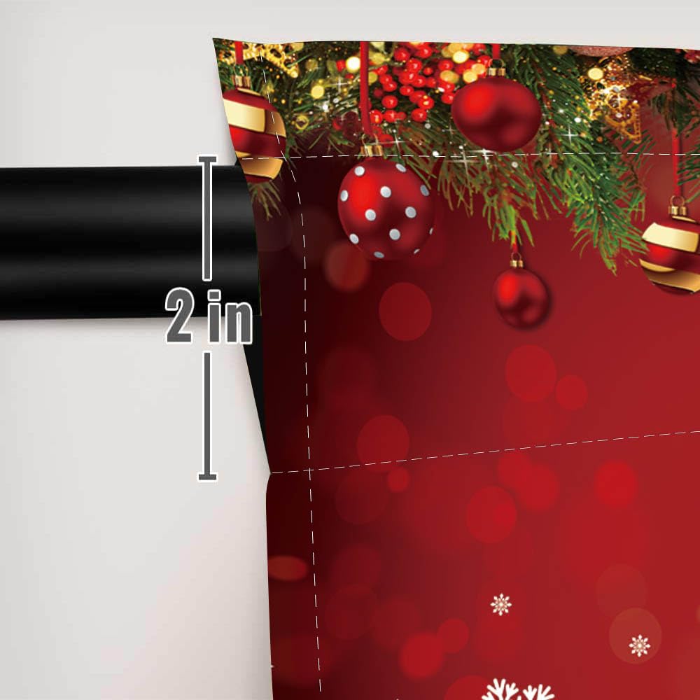 DOTOOMA 82x84 Inches Christmas Snowflake Window Curtains Xmas Ornaments Coniferous Pine Tree Tinsel Theme Bedroom Living Room Decorative Curtains Drapes 2 Panel