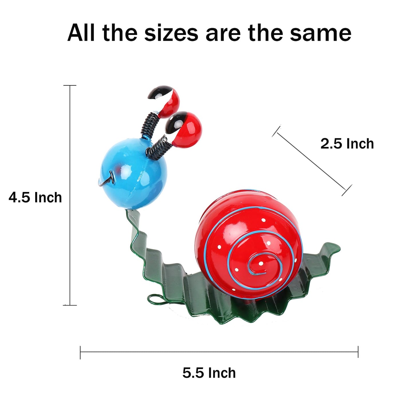 Cruis Cuka Metal Garden Decor Cute Snail Yard Art Outdoor Lawn Patio Ornament Fence Decorations for Outside - Set of 2(Red,Green)