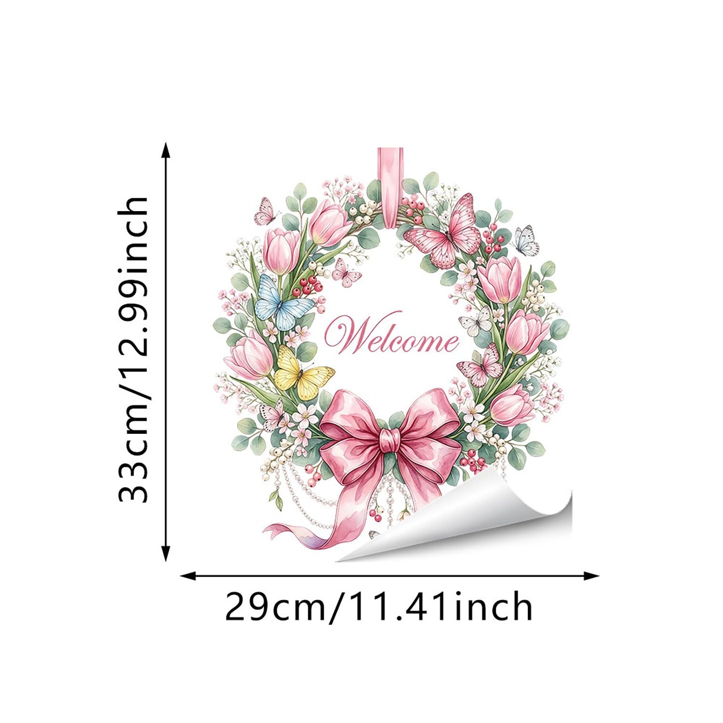 Summer Bow Welcome Window Clings Pink Tulip Flower Window Stickers with Butterfly Daisy Design Static Window Decals Easy to Clean Spring Glass Decals for Home Spring Theme Party Decor 1 Pcs