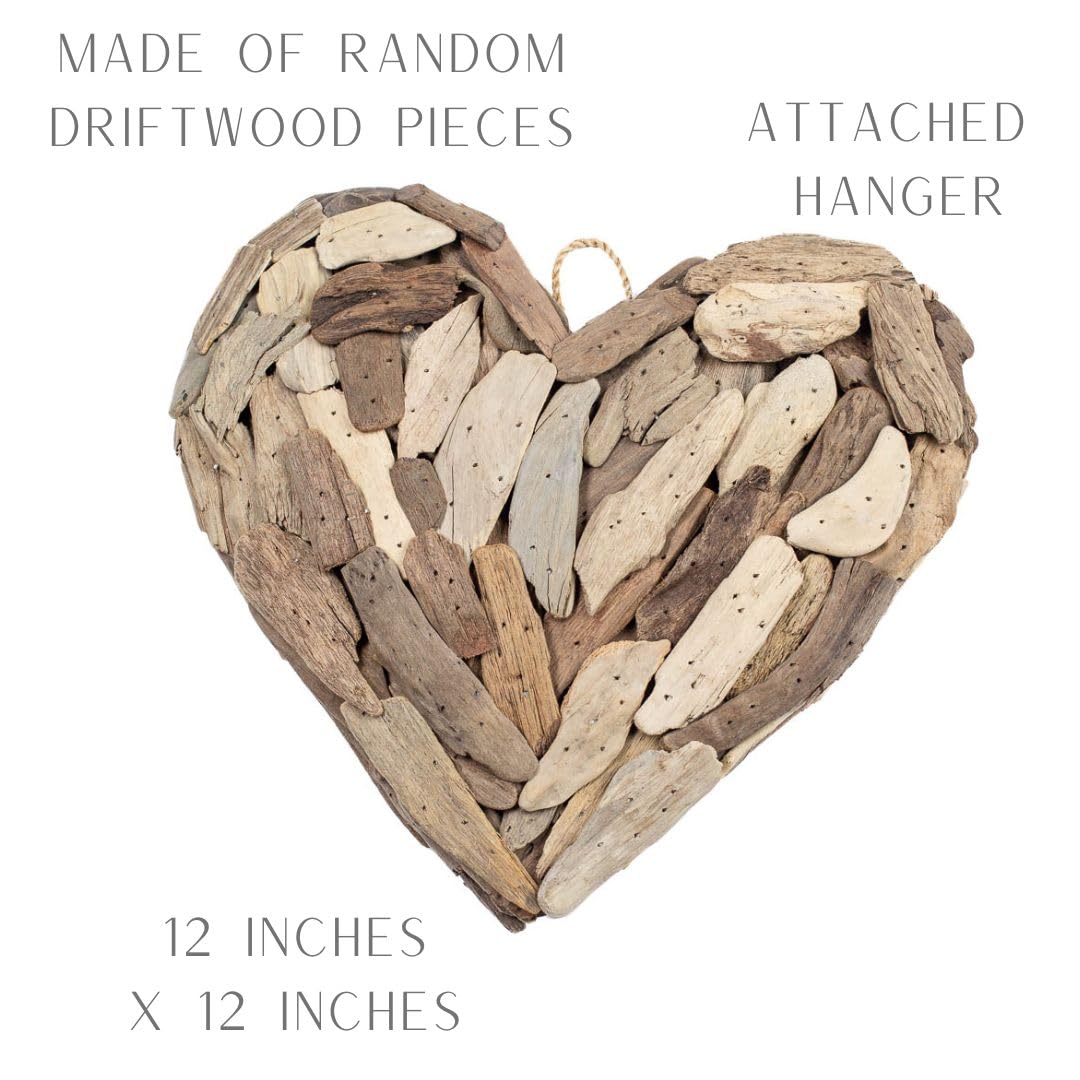 Factory Direct Craft Natural Driftwood Rustic Heart - Woodland Heart for Farmhouse and Coastal Decor (12 Inches)