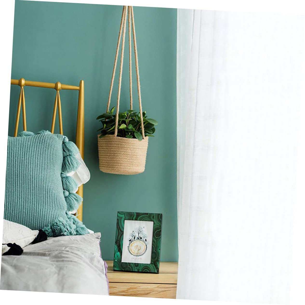 Cabilock 1pc Woven Hanging Basket Pot Macrame Decor Hanging Baskets for Plants Hand Decor Hanging Wall Planter Macrame Hanging Planter Basket Tabletop Planter Woven Basket