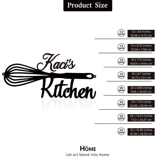 Kitchen Name Sign Personalized Metal Sign for Home Kitchen Restaurant Dining Area Monogram Signs for Housewarming Farmhouse Cafe Cafeteria Wall Decor Gift for Friends Cook Black 12"