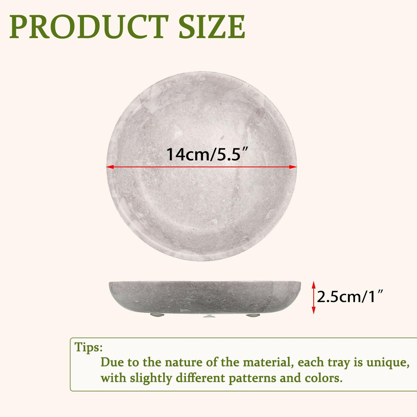 Hipiwe Small Key Bowl for Entryway Nightstand Organizer Tray Travertine Decorative Bowls Round Ring Holder Dish for Candle Trinket Jewelry Dish Home Decor Bowl,5.5"