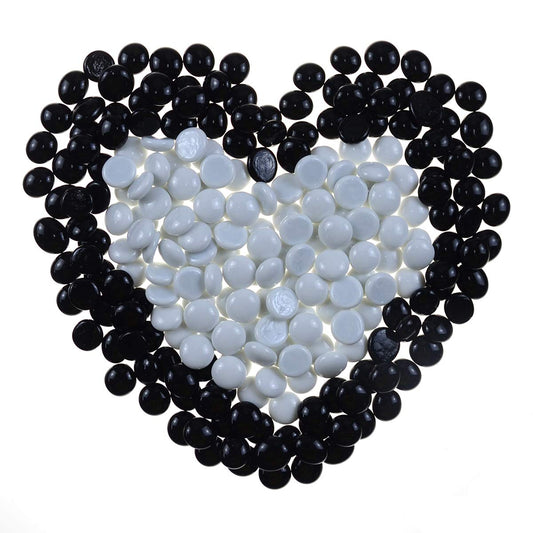 Kissvian Flat Glass Marbles/Gems/Stones/Beads for Home Décor Vase Filler Table Scatter Art Craft Aquarium – 2LB (17-20mm, Approx. 3/4") Black & White