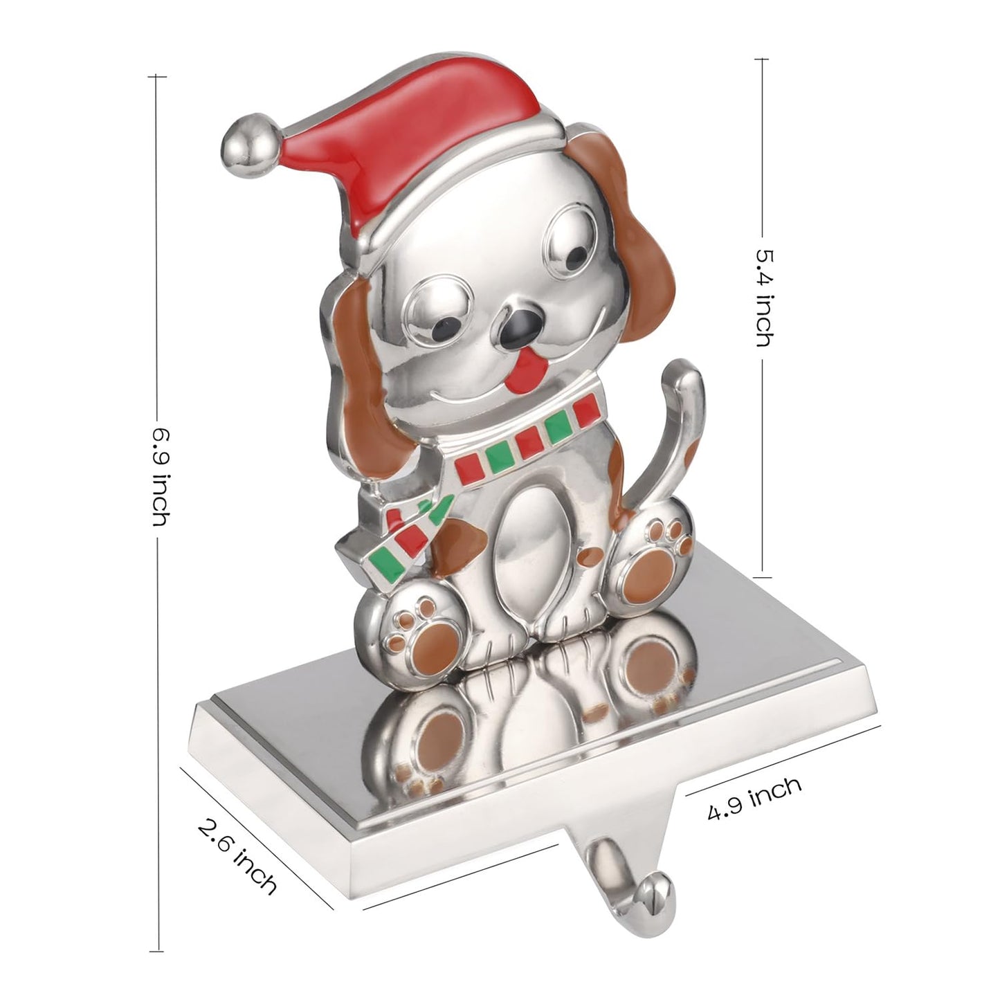 Kosmeey 1 Pcs Christmas Stocking Holder for Mantel-Christmas Dog Stocking Hanger for Mantle, Alloy Metal Christmas Stocking Holder for Fireplace Mantle, Heavy Stocking Hooks for Xmas Decoration