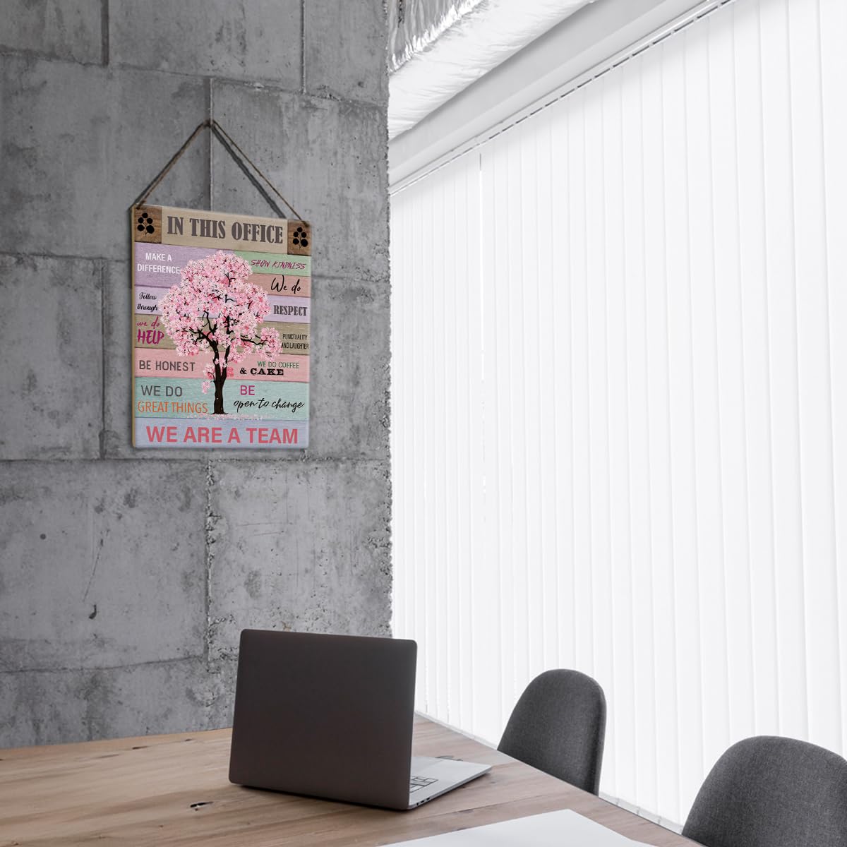 Let Them Office Quote Pink Tree Signs Wall Decor Desk Accessories Rustic in This Office Make a Difference Wooden Hanging Sign Decoration for Home Office Door 8 x 10
