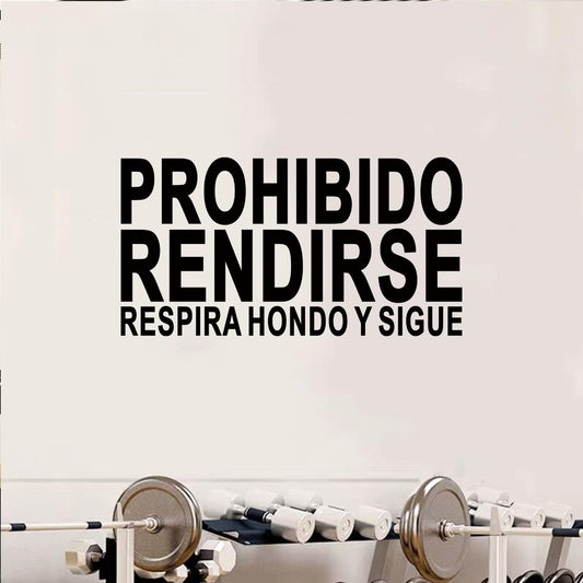 Motivational Quotes Wall Stickers for Gym: Office Inspirational Positive Wall Decals Vinyl Art for Classroom School Bedroom Living Room - Spanish Prohibido Rendirse 21" X 11"