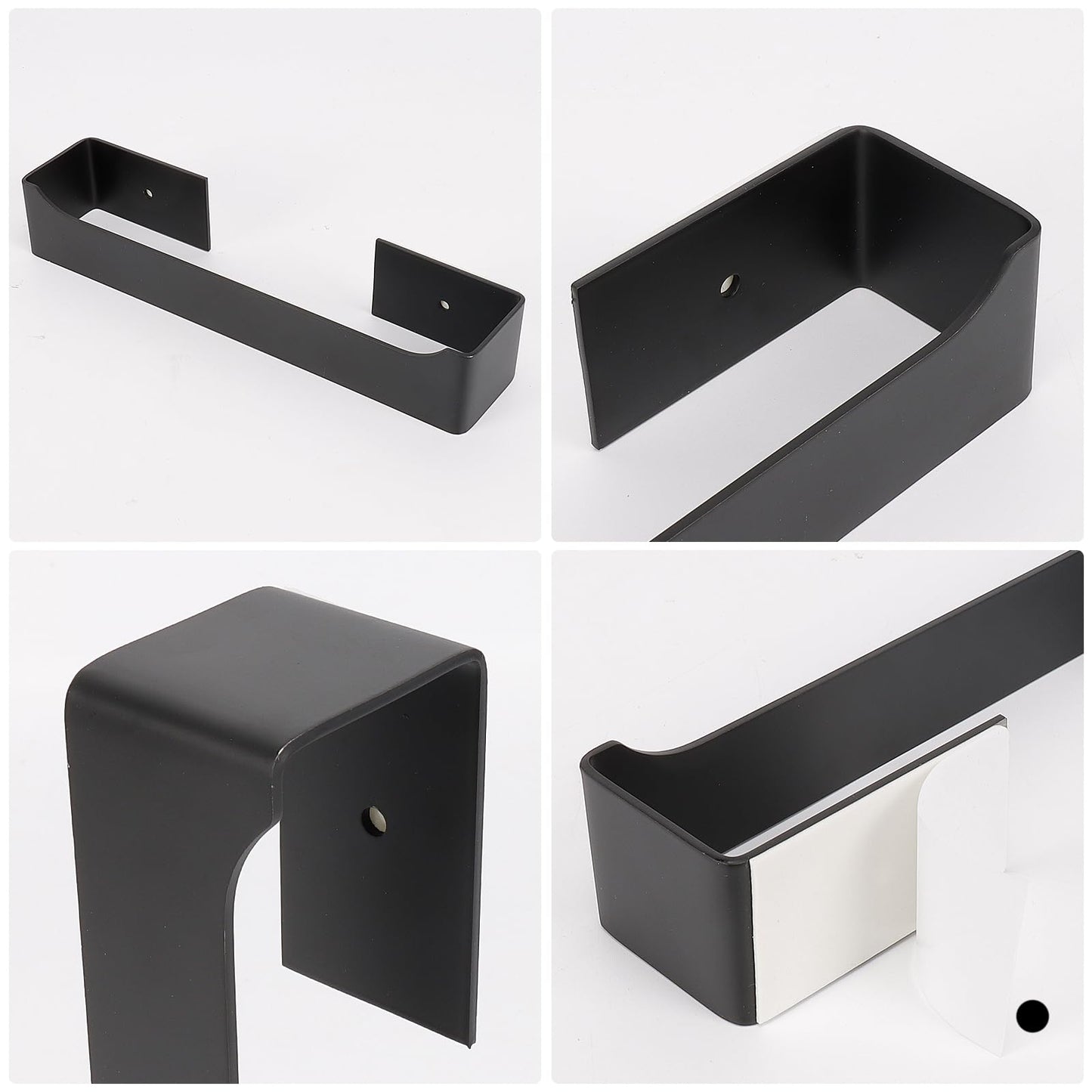 NearMoon Self Adhesive Hand Towel Holder/Towel Ring, Stainless Steel Hand Towel Bar Rustproof Stick on Wall-Towel Rack for Bathroom/Kitchen, Square Sticky and Wall Mounted (9 Inch, Matte Black)